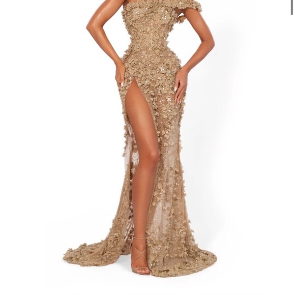 Albina Dyla Dresses & Skirts - Elegant Tan Evening Gown